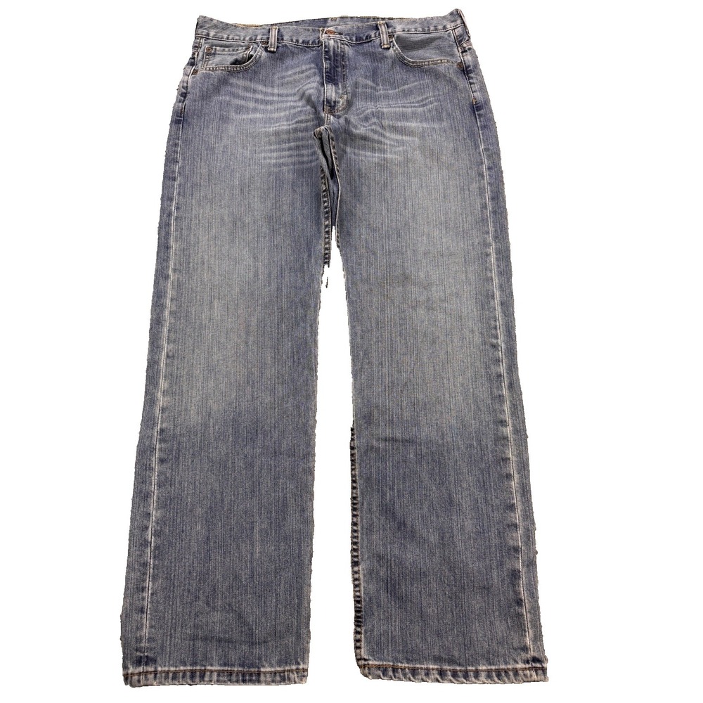 Levis 569 Jeans Men 36x32 Blue Loose Baggy Straight Whisker Distress Denim